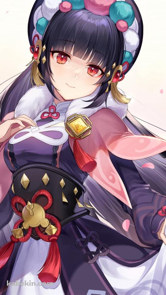 スカートの裾を持つ可愛い雲菫 / ピンクの花びら / 原神のAndroidの壁紙(540px x 960px) スマホ用