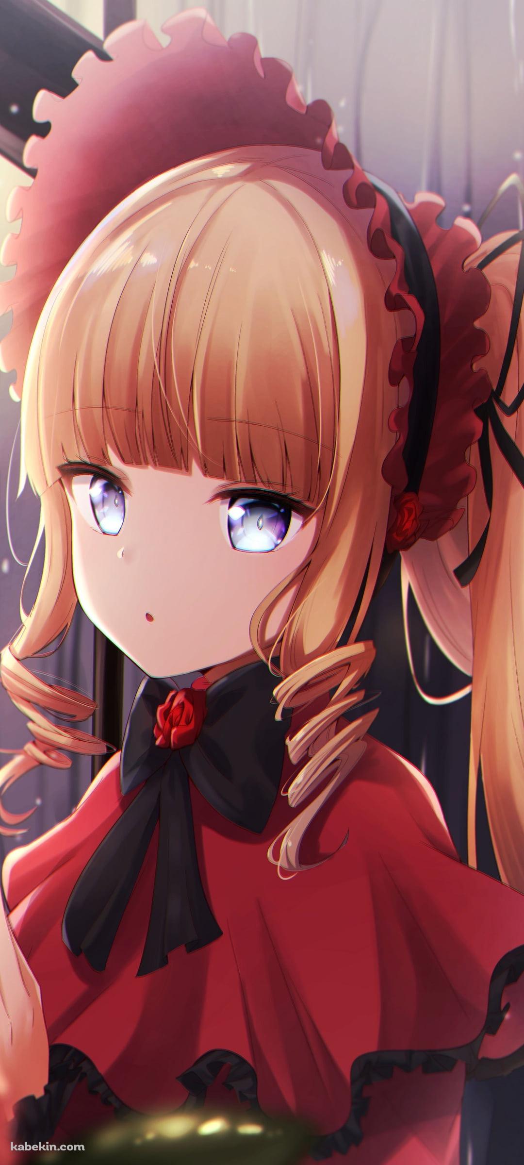 こちらを見つめる真紅 / 黒いリボン / ローゼンメイデンのAndroidの壁紙(1080px x 2400px) スマホ用