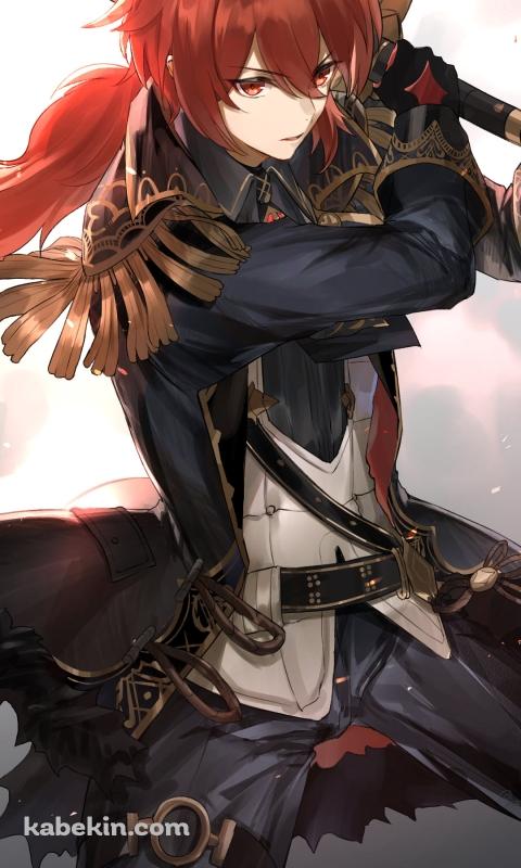 剣をかまえるかっこいいディルック・ラグヴィンド / 原神のAndroidの壁紙(480px x 800px) スマホ用