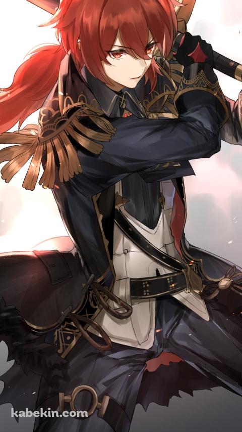 剣をかまえるかっこいいディルック・ラグヴィンド / 原神のAndroidの壁紙(480px x 854px) スマホ用