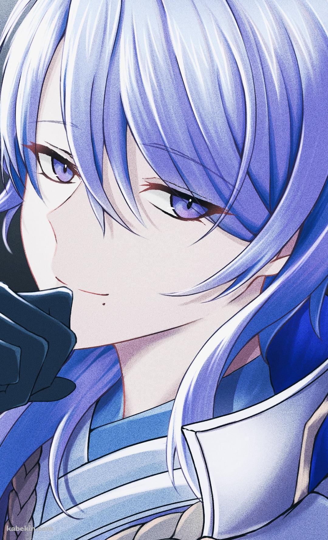 口元に手をあて微笑むかっこいい神里綾人 / 青い髪 / イケメン / 原神のAndroidの壁紙(1080px x 1776px) スマホ用