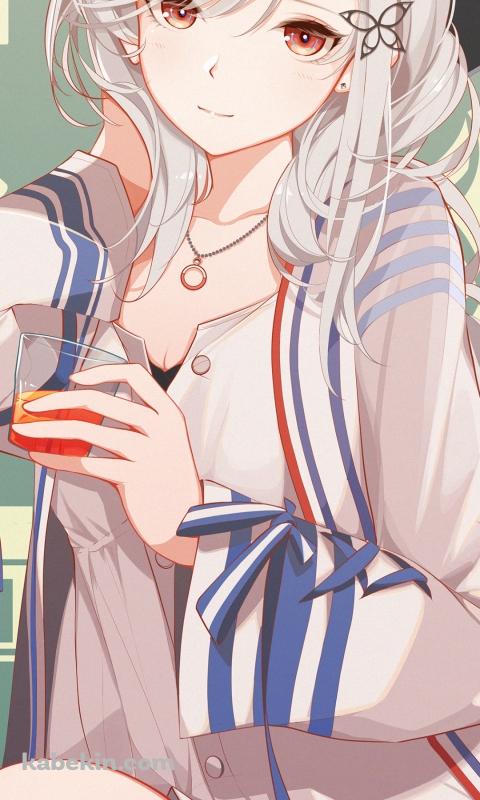 アイスティーを持つダンケルク / アズールレーンのAndroidの壁紙(480px x 800px) スマホ用
