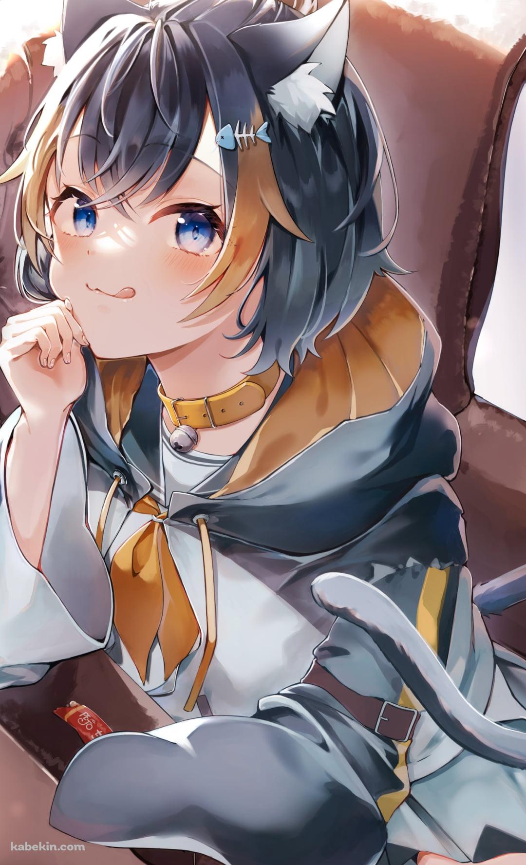 茶色い椅子に座って微笑む可愛いペトラ・グリン / にじさんじ / バーチャルYouTuber / VtuberのAndroidの壁紙(1080px x 1776px) スマホ用