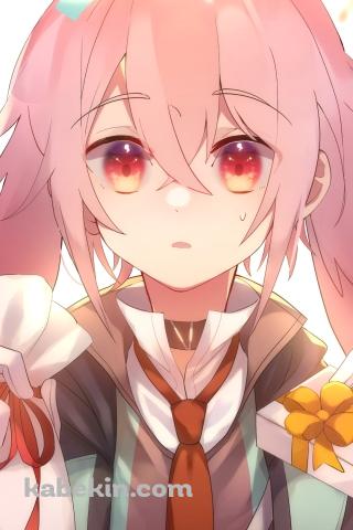 プレゼントを両手に持つ可愛いアンセル / アークナイツのAndroidの壁紙(320px x 480px) スマホ用