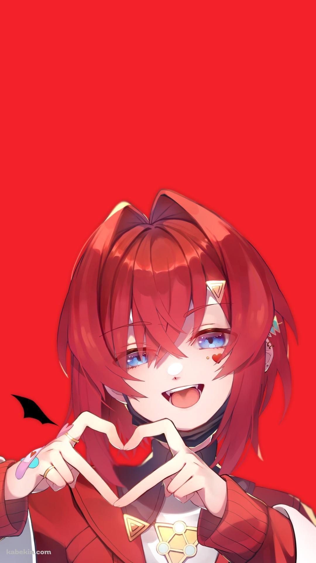 両手でハートを作り笑顔のアンジュ・カトリーナ / にじさんじ / バーチャルYouTuber / VtuberのAndroidの壁紙(1080px x 1920px) スマホ用