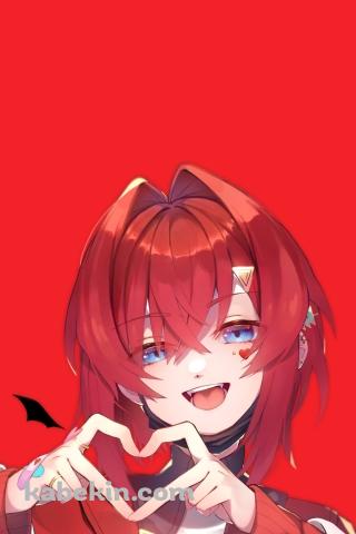 両手でハートを作り笑顔のアンジュ・カトリーナ / にじさんじ / バーチャルYouTuber / VtuberのAndroidの壁紙(320px x 480px) スマホ用