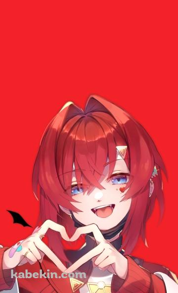 両手でハートを作り笑顔のアンジュ・カトリーナ / にじさんじ / バーチャルYouTuber / VtuberのAndroidの壁紙(360px x 592px) スマホ用