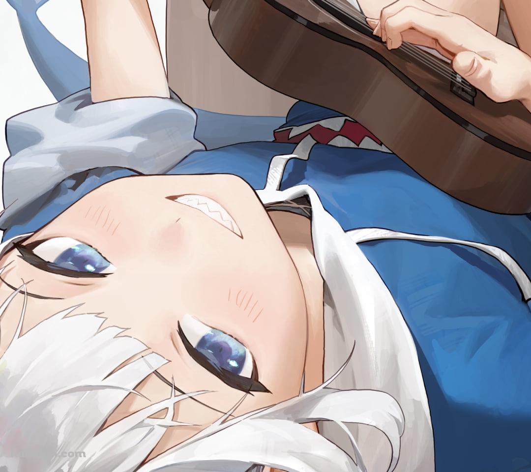 寝ながらウクレレを弾くがうる・ぐら / 可愛い / ホロライブ / バーチャルYouTuber / VtuberのAndroidの壁紙(1080px x 960px) スマホ用