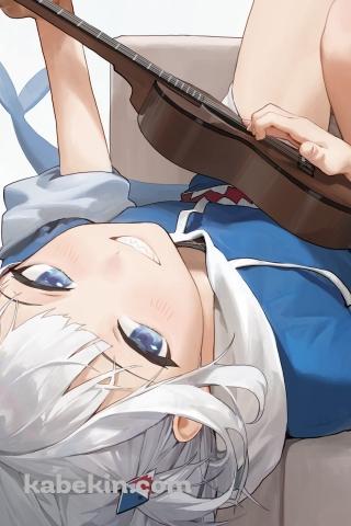 寝ながらウクレレを弾くがうる・ぐら / 可愛い / ホロライブ / バーチャルYouTuber / VtuberのAndroidの壁紙(320px x 480px) スマホ用