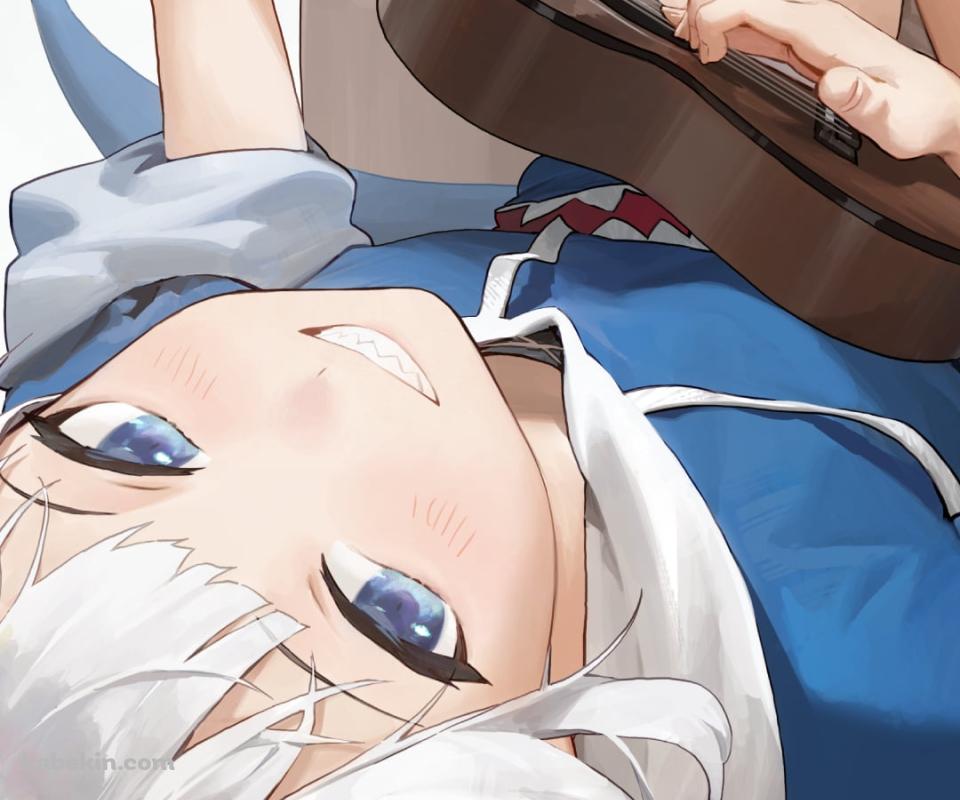 寝ながらウクレレを弾くがうる・ぐら / 可愛い / ホロライブ / バーチャルYouTuber / VtuberのAndroidの壁紙(960px x 800px) スマホ用