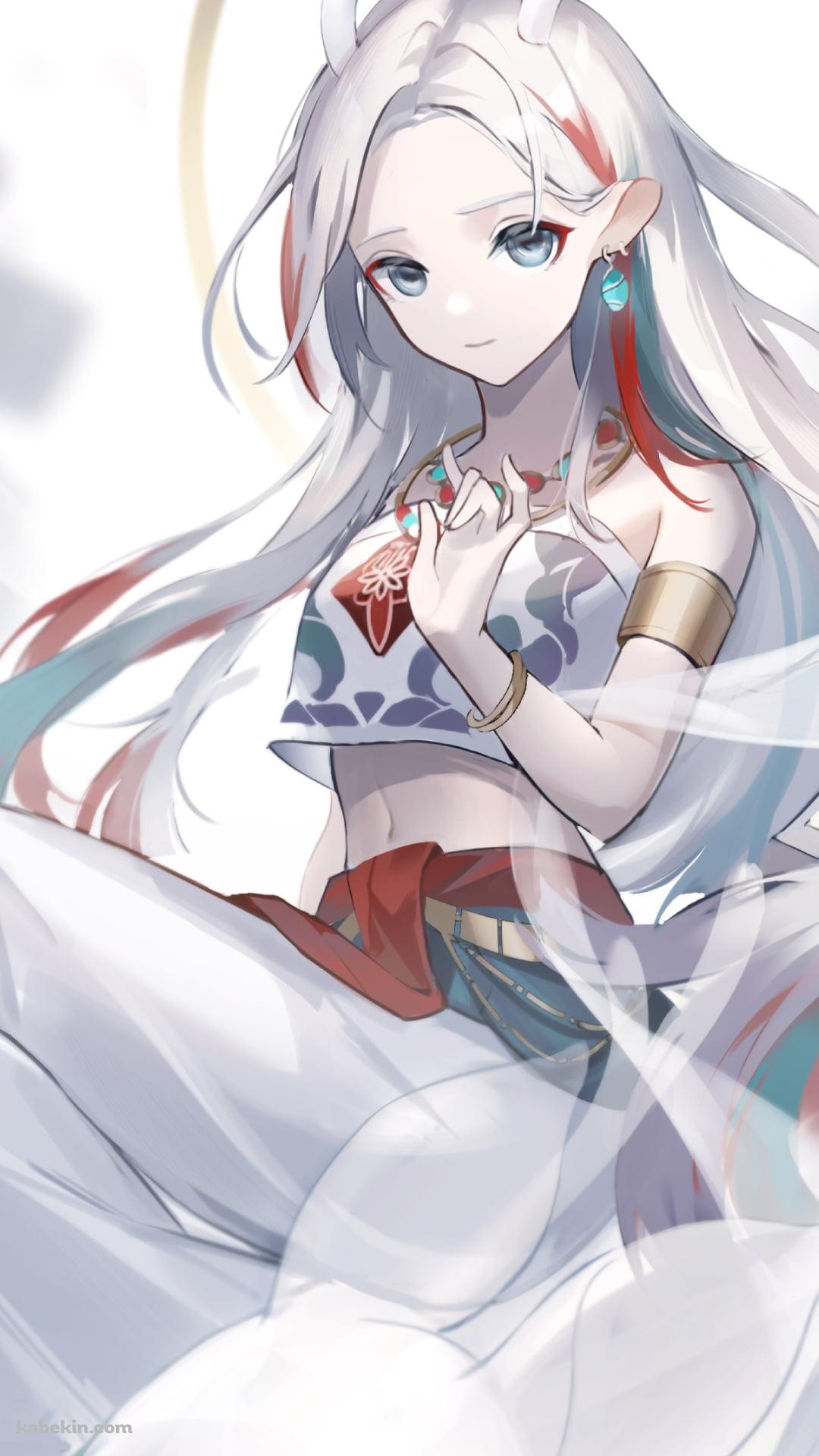 左手でポーズをとる綺麗な九色鹿（くしきろく） / アークナイツのAndroidの壁紙(1080px x 1920px) スマホ用