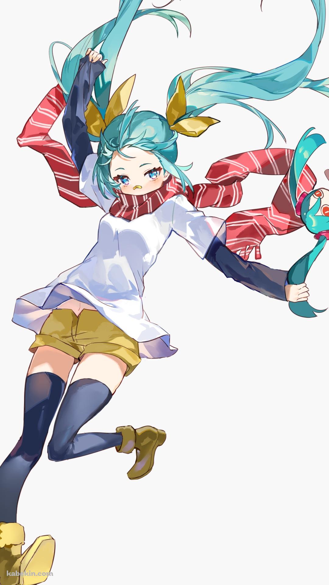 赤いマフラーをつけた初音ミク / アイマイナ / ありふれたせかいせいふく / ボカロ / ボーカロイドのAndroidの壁紙(1080px x 1920px) スマホ用