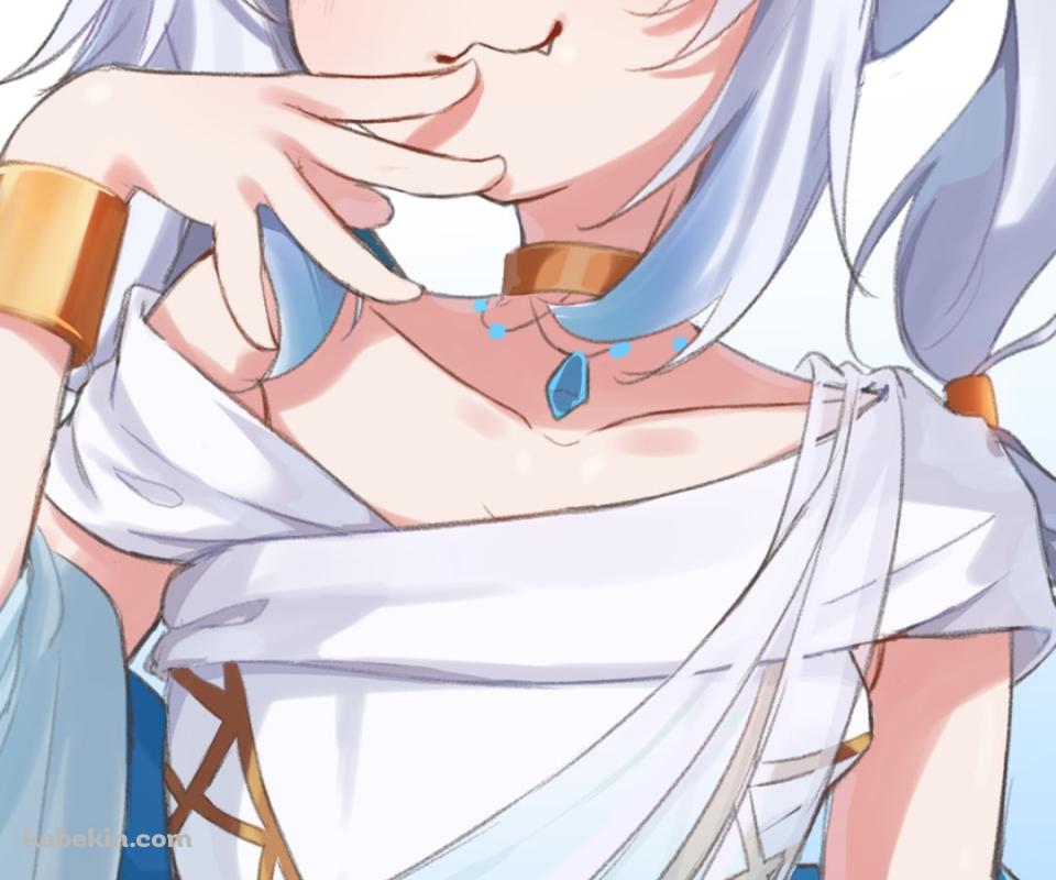 口元に手をあてて笑う可愛いがうる・ぐら / 三つ又の槍 / ホロライブ / バーチャルYouTuber / VtuberのAndroidの壁紙(960px x 800px) スマホ用