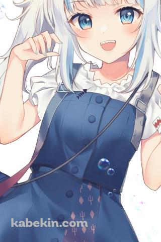 笑顔で両手でポーズをとる可愛いがうる・ぐら / 斜め / ホロライブ / バーチャルYouTuber / VtuberのAndroidの壁紙(320px x 480px) スマホ用