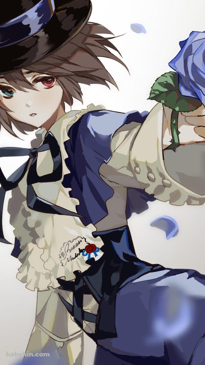紫の薔薇を持つ蒼星石 / シルクハット / ローゼンメイデンのAndroidの壁紙(720px x 1280px) スマホ用