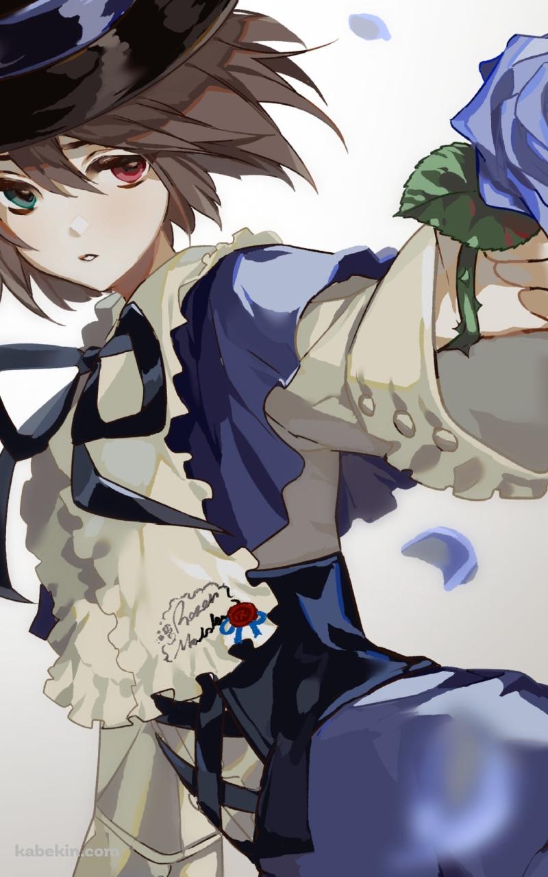 紫の薔薇を持つ蒼星石 / シルクハット / ローゼンメイデンのAndroidの壁紙(800px x 1280px) スマホ用