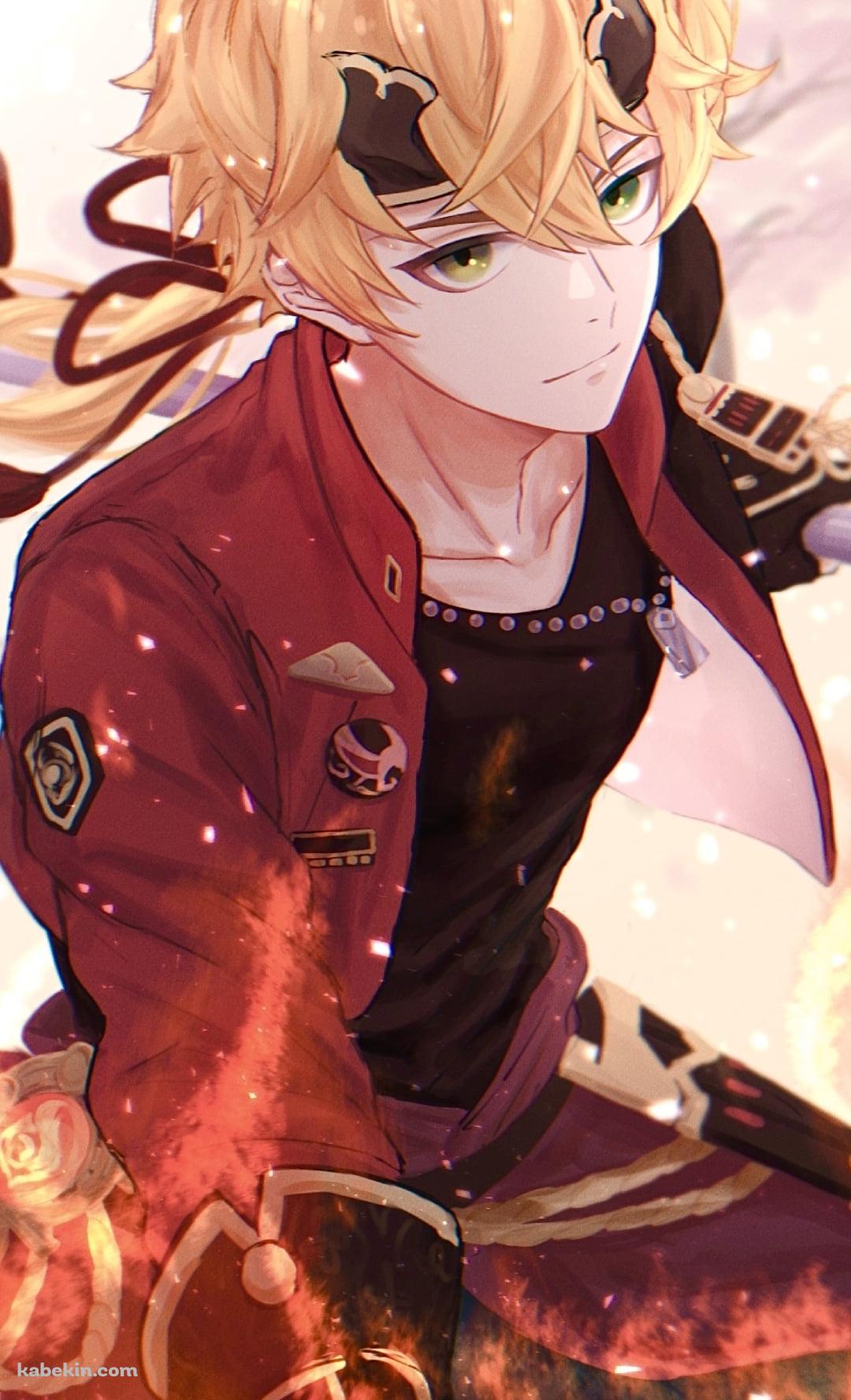 赤い服を着たかっこいいトーマ / 原神のAndroidの壁紙(1080px x 1776px) スマホ用