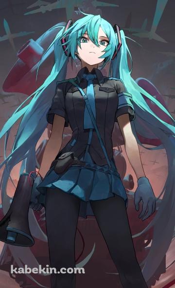 ハンド型メガホンを持つかっこいい初音ミク / 恋は戦争 / ボカロ / ボーカロイドのAndroidの壁紙(360px x 592px) スマホ用
