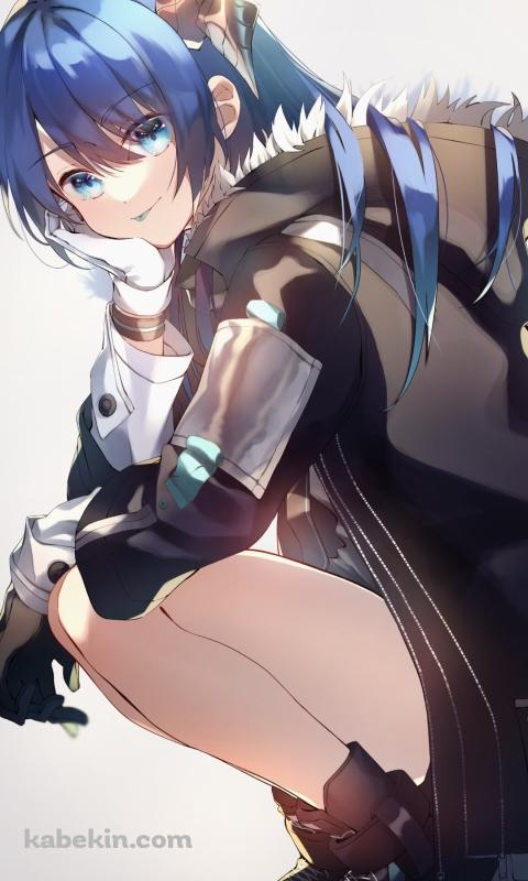 座って顔に手をあてながらこちらを見る可愛いモスティマ / アークナイツのAndroidの壁紙(480px x 800px) スマホ用