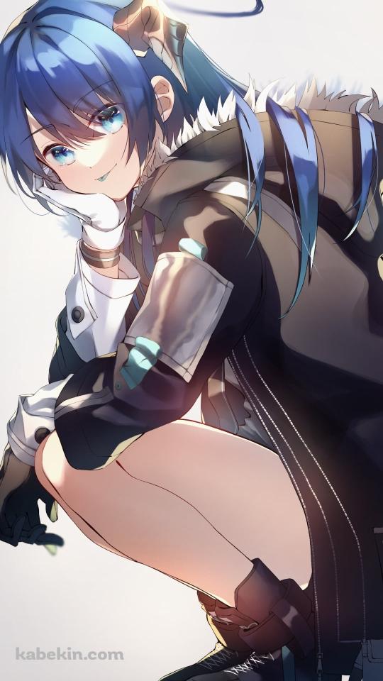 座って顔に手をあてながらこちらを見る可愛いモスティマ / アークナイツのAndroidの壁紙(540px x 960px) スマホ用