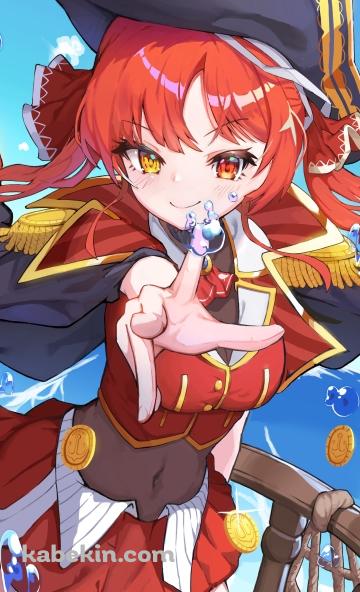 船の上で水滴を触る可愛い宝鐘マリン / ホロライブ / バーチャルYouTuber / VtuberのAndroidの壁紙(360px x 592px) スマホ用