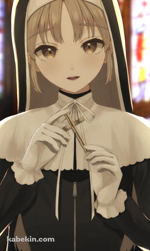 金色の十字架を持つシスター・クレア / にじさんじ / バーチャルYouTuber / VtuberのAndroidの壁紙(480px x 800px) スマホ用