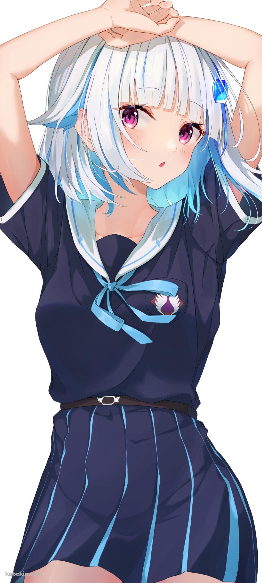 頭の上に腕を乗せてこちらを見つめる可愛いリゼ・ヘルエスタ / にじさんじ / バーチャルYouTuber / VtuberのAndroidの壁紙(1080px x 2400px) スマホ用