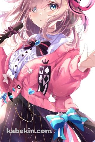 卒業証書が入った筒を持ち手を振る可愛い鈴原るる / にじさんじ / バーチャルYouTuber / VtuberのAndroidの壁紙(320px x 480px) スマホ用