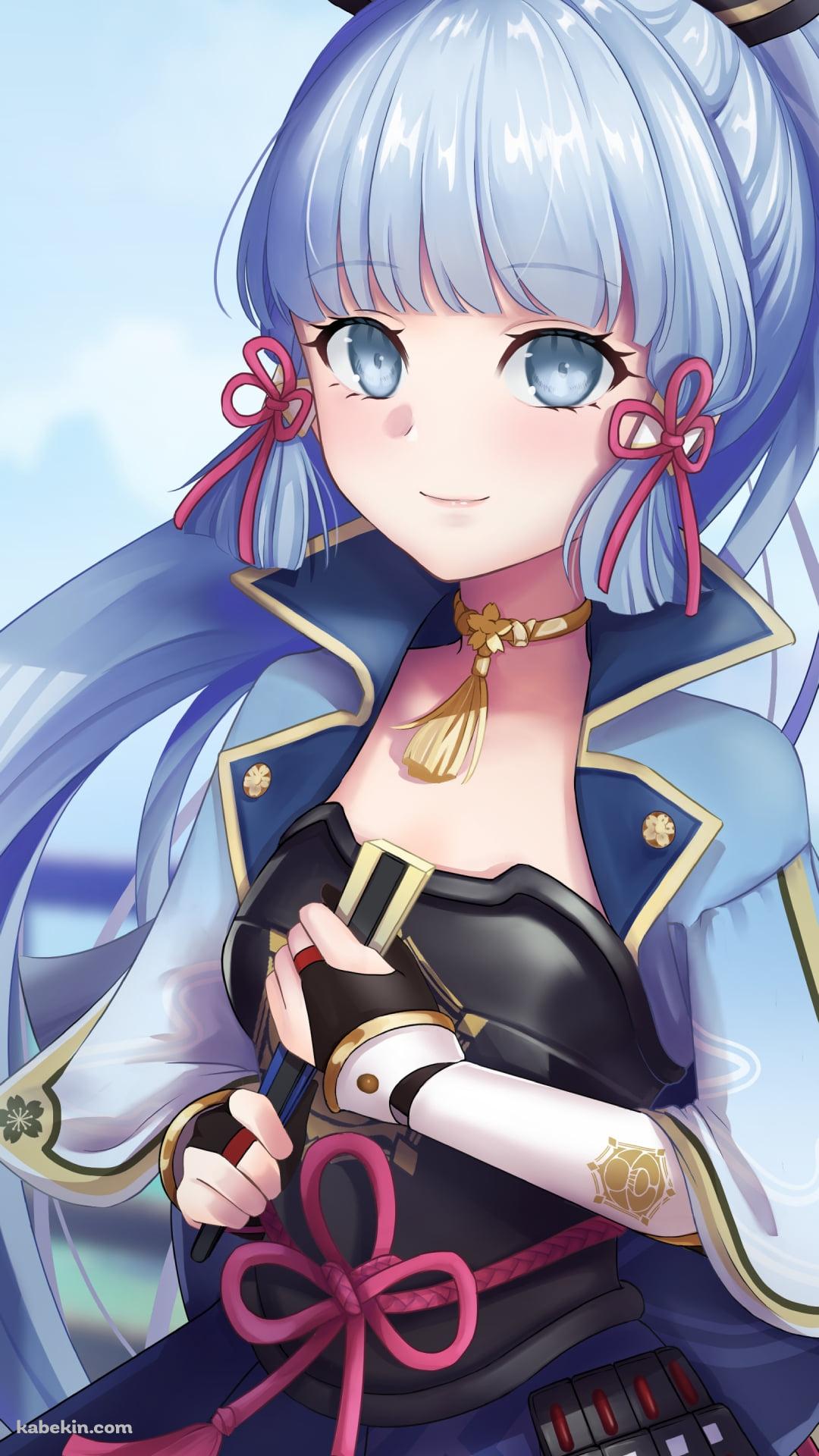 光沢感のある色彩で描かれた可愛い神里綾華 / 原神のAndroidの壁紙(1080px x 1920px) スマホ用