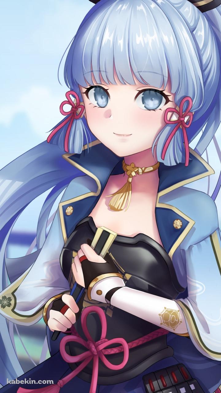 光沢感のある色彩で描かれた可愛い神里綾華 / 原神のAndroidの壁紙(720px x 1280px) スマホ用