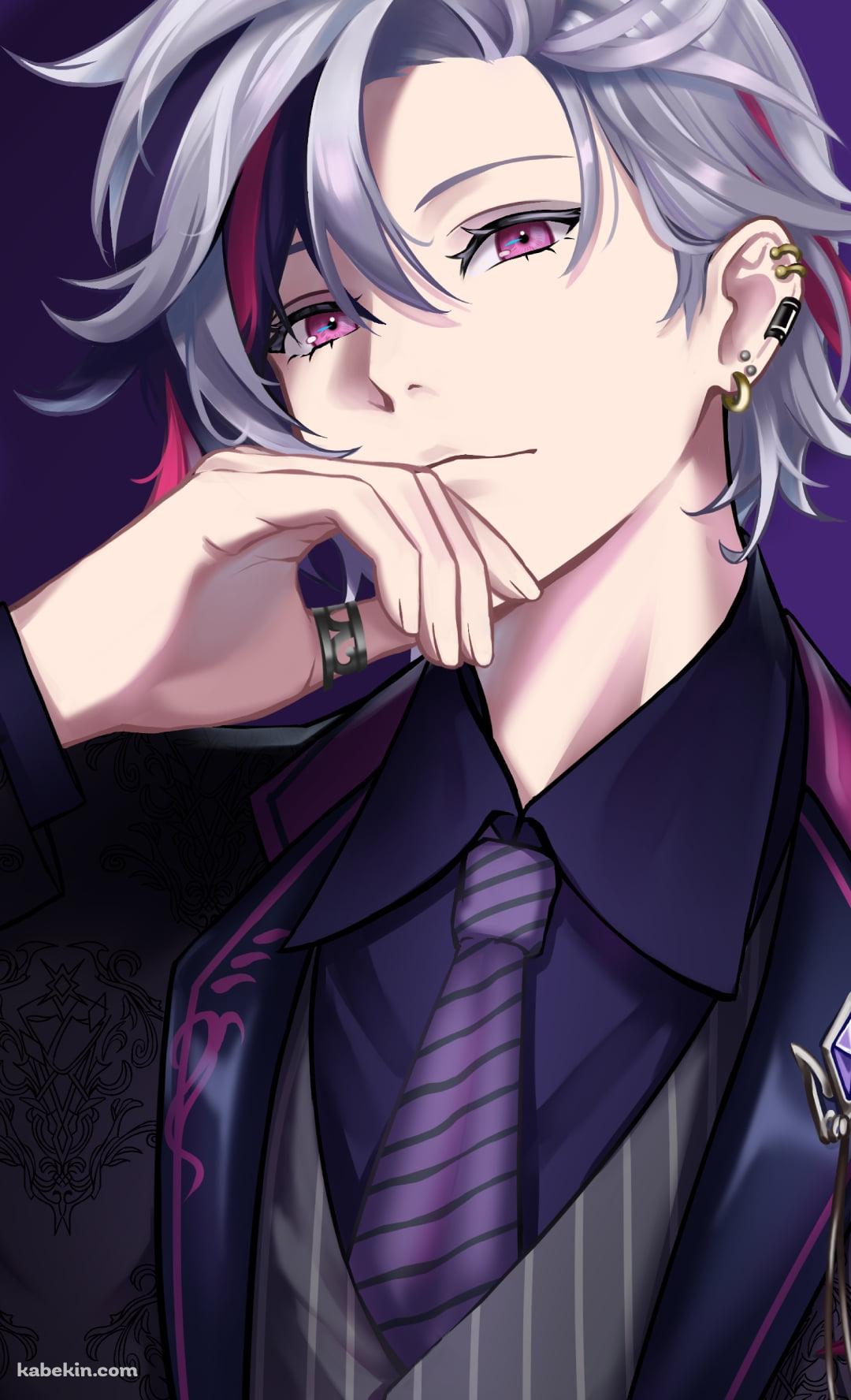 紫のスーツを着たかっこいい不破湊（ふわ みなと） / イケメン / 正面 / にじさんじ / バーチャルYouTuber / VtuberのAndroidの壁紙(1080px x 1776px) スマホ用