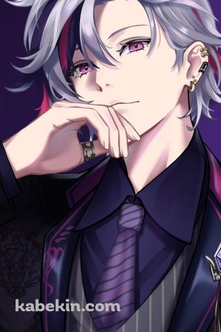 紫のスーツを着たかっこいい不破湊（ふわ みなと） / イケメン / 正面 / にじさんじ / バーチャルYouTuber / VtuberのAndroidの壁紙(320px x 480px) スマホ用