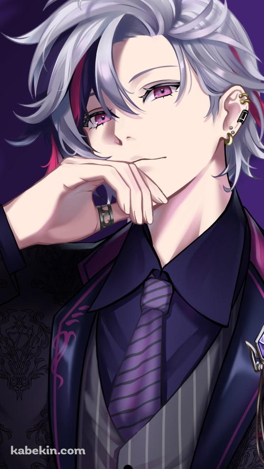紫のスーツを着たかっこいい不破湊（ふわ みなと） / イケメン / 正面 / にじさんじ / バーチャルYouTuber / VtuberのAndroidの壁紙(540px x 960px) スマホ用