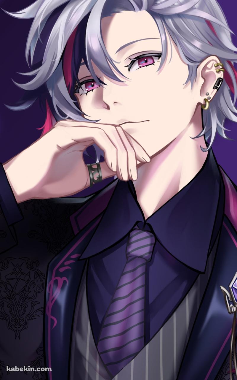 紫のスーツを着たかっこいい不破湊（ふわ みなと） / イケメン / 正面 / にじさんじ / バーチャルYouTuber / VtuberのAndroidの壁紙(800px x 1280px) スマホ用