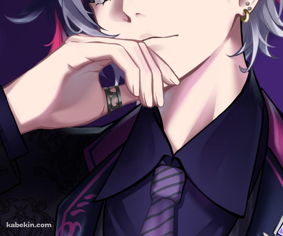 紫のスーツを着たかっこいい不破湊（ふわ みなと） / イケメン / 正面 / にじさんじ / バーチャルYouTuber / VtuberのAndroidの壁紙(960px x 800px) スマホ用