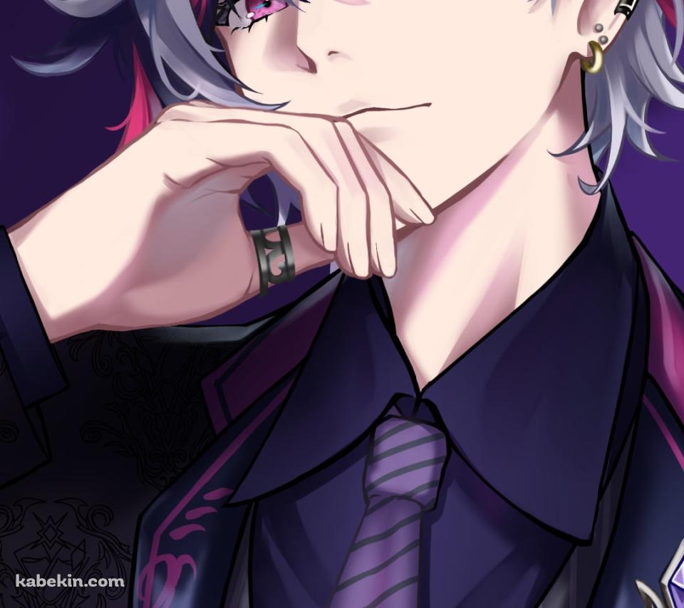 紫のスーツを着たかっこいい不破湊（ふわ みなと） / イケメン / 正面 / にじさんじ / バーチャルYouTuber / VtuberのAndroidの壁紙(960px x 854px) スマホ用