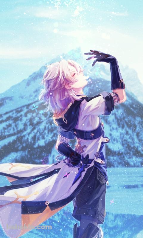雪山とアルベド / かっこいい / 原神のAndroidの壁紙(480px x 800px) スマホ用