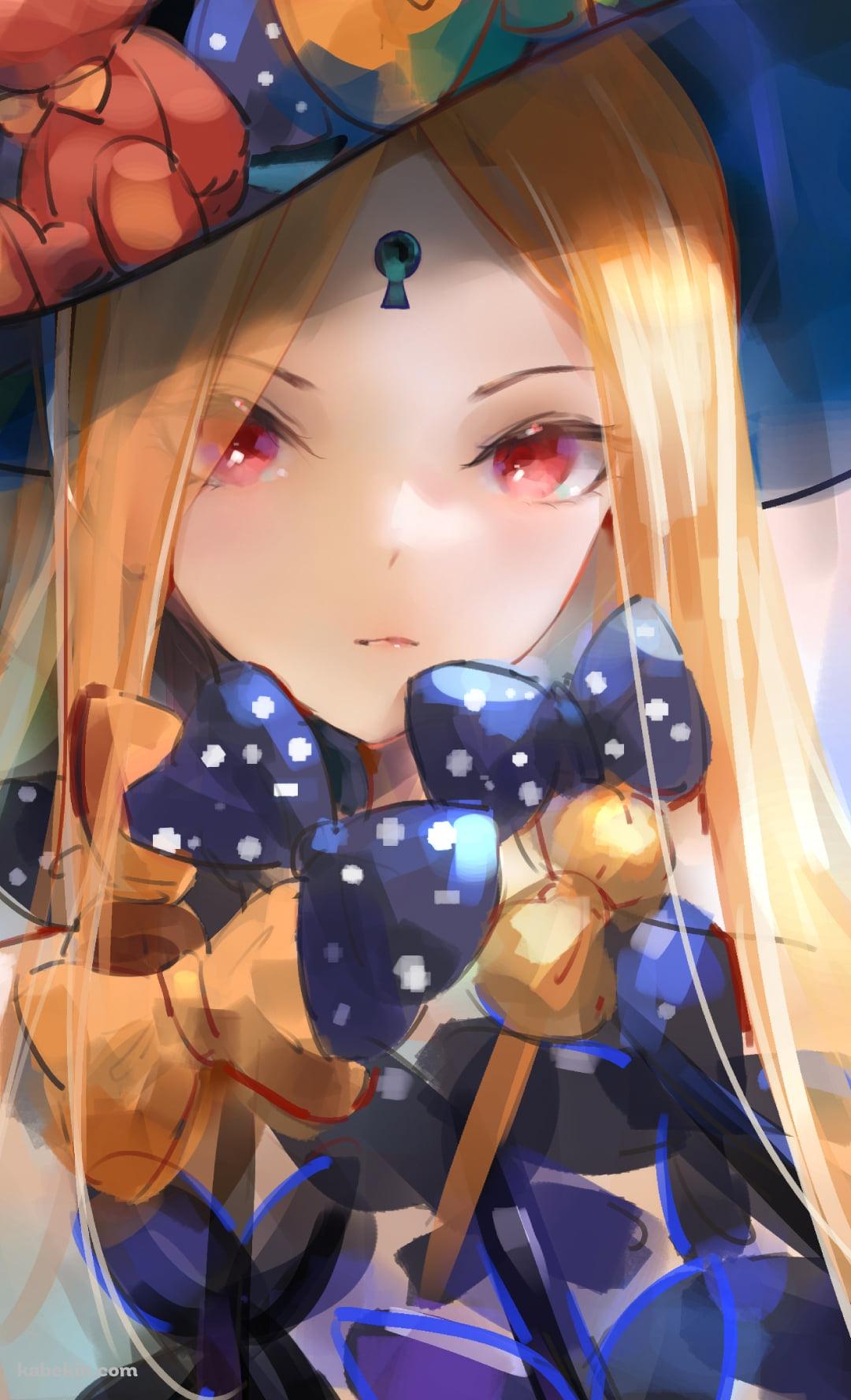 水彩で描いた可愛いアビゲイル・ウィリアムズ / ドット柄のリボン / 熊の飾り / fate/grand orderのAndroidの壁紙(1080px x 1776px) スマホ用