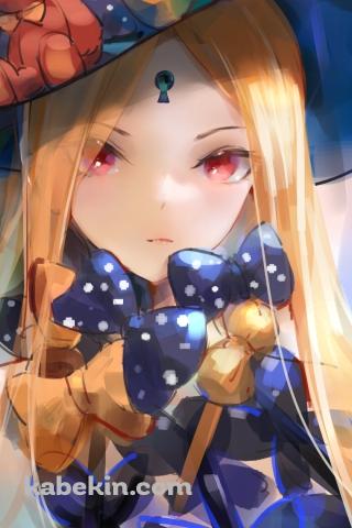 水彩で描いた可愛いアビゲイル・ウィリアムズ / ドット柄のリボン / 熊の飾り / fate/grand orderのAndroidの壁紙(320px x 480px) スマホ用