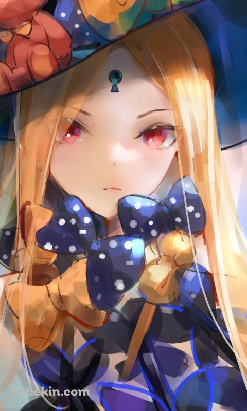 水彩で描いた可愛いアビゲイル・ウィリアムズ / ドット柄のリボン / 熊の飾り / fate/grand orderのAndroidの壁紙(480px x 800px) スマホ用