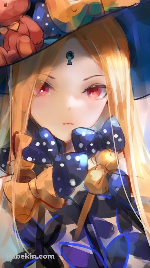 水彩で描いた可愛いアビゲイル・ウィリアムズ / ドット柄のリボン / 熊の飾り / fate/grand orderのAndroidの壁紙(480px x 854px) スマホ用