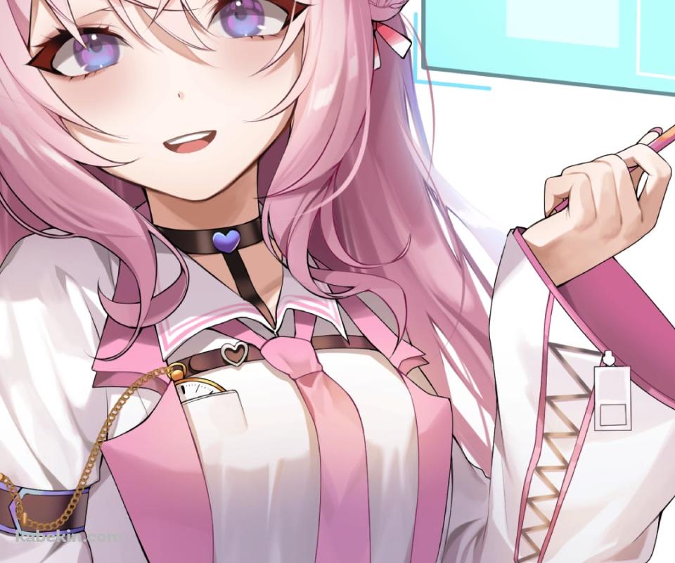 タッチペンを持ち微笑む博衣こより / ホロライブ / バーチャルYouTuber / VtuberのAndroidの壁紙(960px x 800px) スマホ用