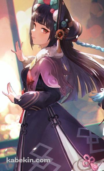 両手でポーズを取りこちらを見る雲菫 / 原神のAndroidの壁紙(360px x 592px) スマホ用