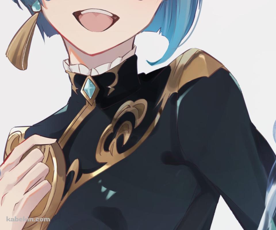 黒い制服を着た笑顔の行秋（ゆくあき） / 原神のAndroidの壁紙(960px x 800px) スマホ用