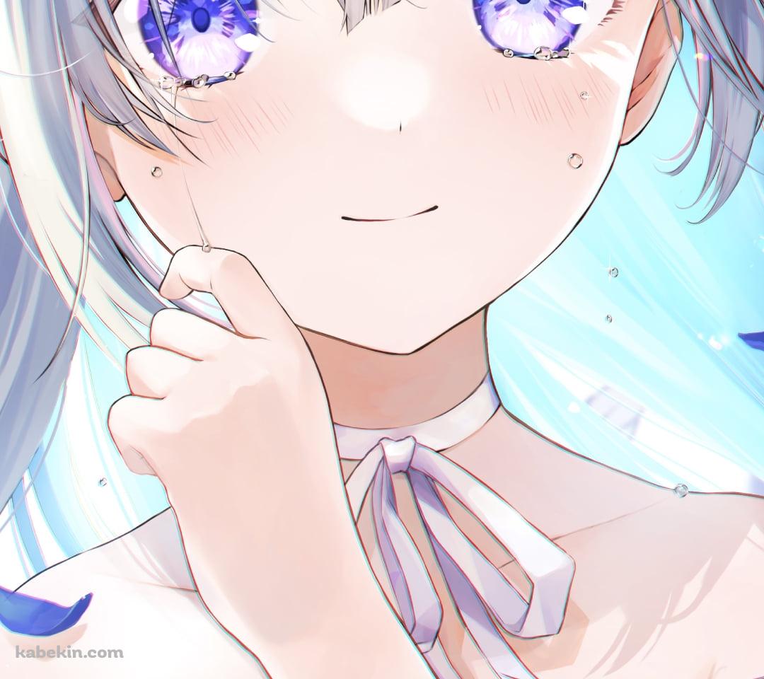 青い花びらと天音かなた / ホロライブ / バーチャルYouTuber / VtuberのAndroidの壁紙(1080px x 960px) スマホ用