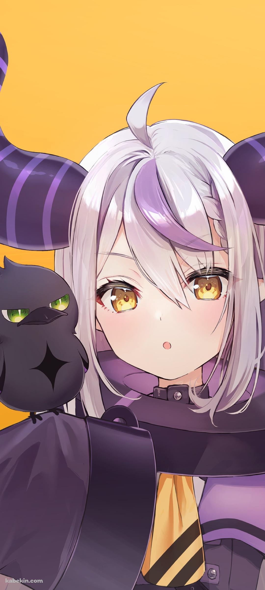 クロウを右腕に乗せるラプラス・ダークネス / ホロライブ / バーチャルYouTuber / VtuberのAndroidの壁紙(1080px x 2400px) スマホ用