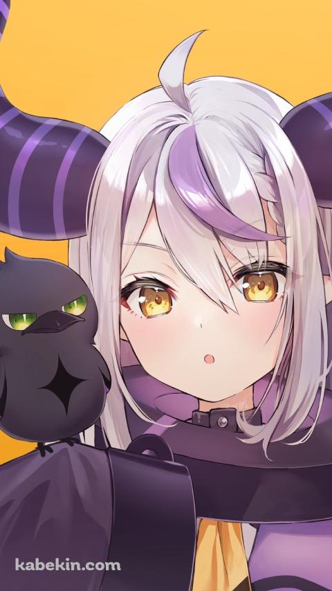 クロウを右腕に乗せるラプラス・ダークネス / ホロライブ / バーチャルYouTuber / VtuberのAndroidの壁紙(480px x 854px) スマホ用