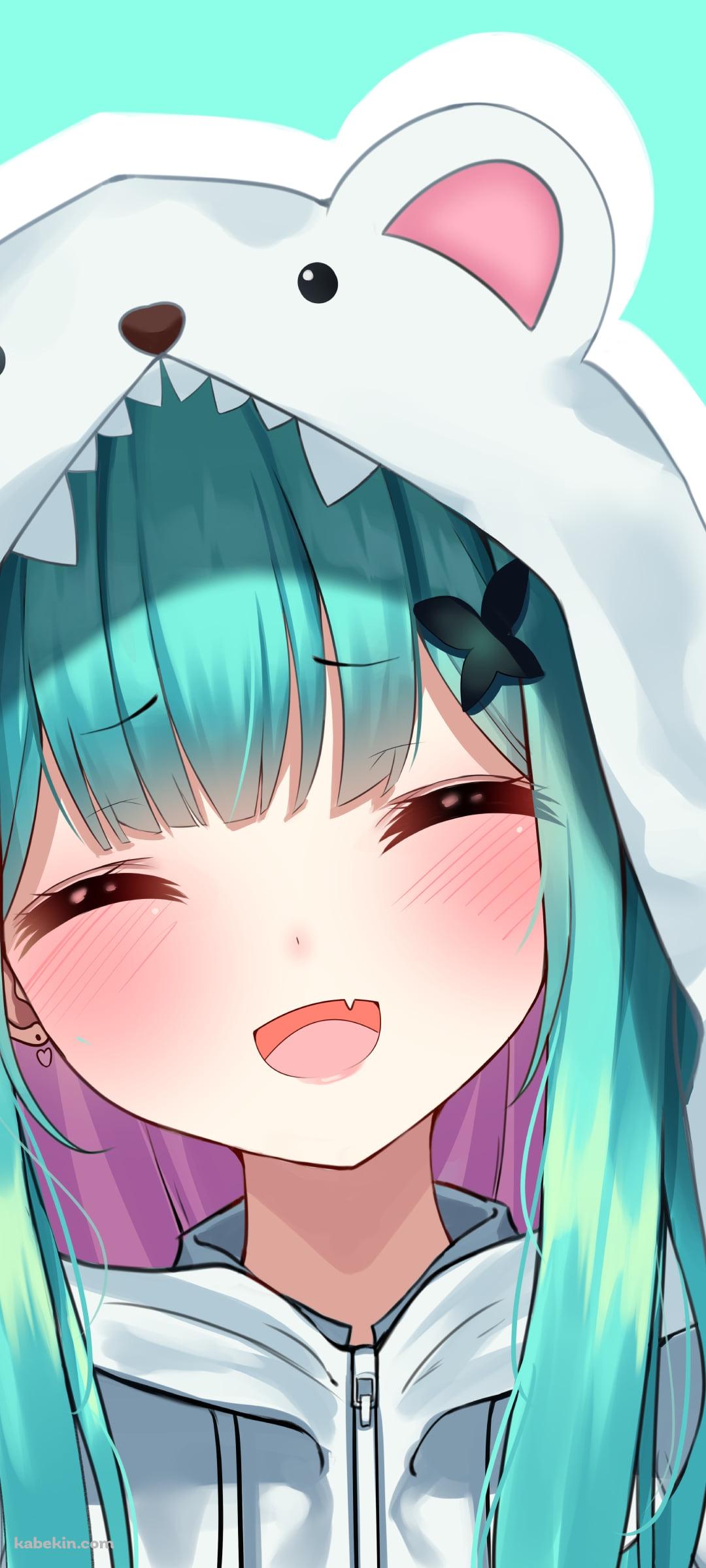 シロクマの着ぐるみを着て笑顔の可愛い潤羽るしあ / ホロライブ / バーチャルYouTuber / VtuberのAndroid用のスマホ壁紙 ...
