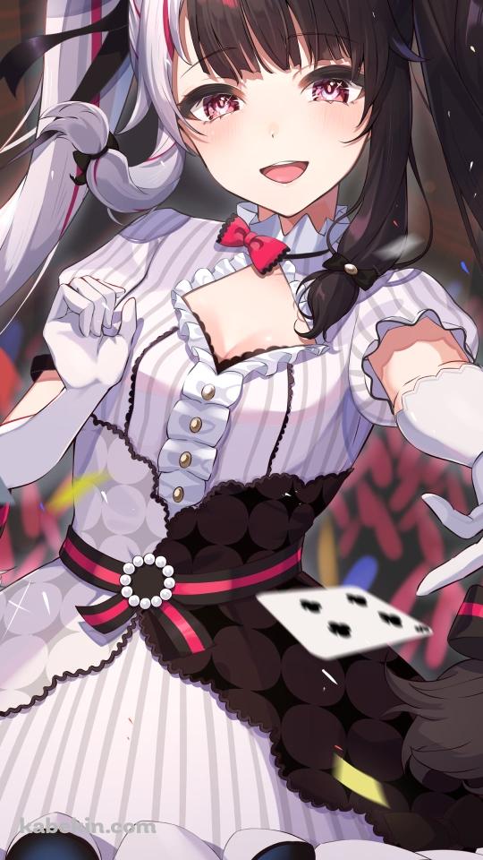 トランプを撒き散らす笑顔の夜見れな (よるみれな) / にじさんじ / バーチャルYouTuber / VtuberのAndroidの壁紙(540px x 960px) スマホ用