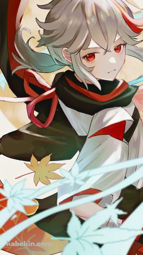 風に包まれてこちらを見る楓原万葉 / 原神のAndroidの壁紙(480px x 854px) スマホ用
